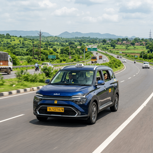 Ozel Cabs Hero image featuring a luxury Kia Carens