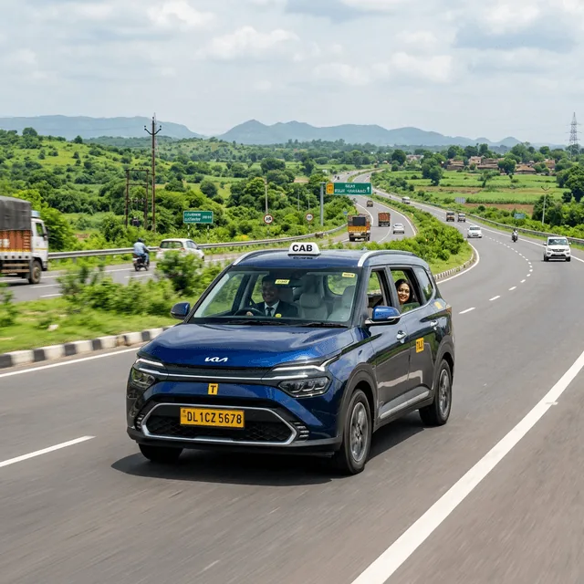 Ozel Cabs Hero image featuring a luxury Kia Carens